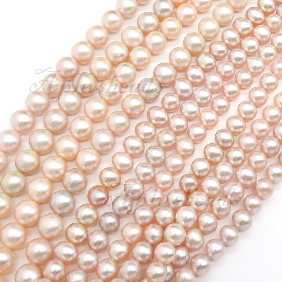 Natural Pink 16in. Freshwater Pearl Potato Round beads  6-7mm, 8-9mm  - Image 1 of 1