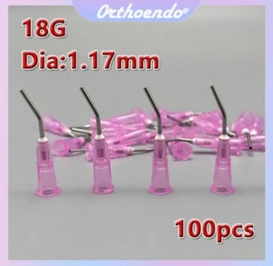 100pc Dental Pre Bent Needle Tips Fit For Flowable Composit 18 Ga 1.17mm Needles - Picture 1 of 8
