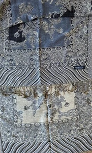 Sciarpa Pashmina Reversibile 70x26 scialle avvolgente paisley blu oro - Foto 1 di 10