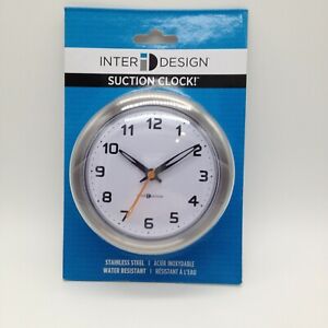 Inter Design Battery-Operated Water-Resistant Suction Clock Shower Wall Mount