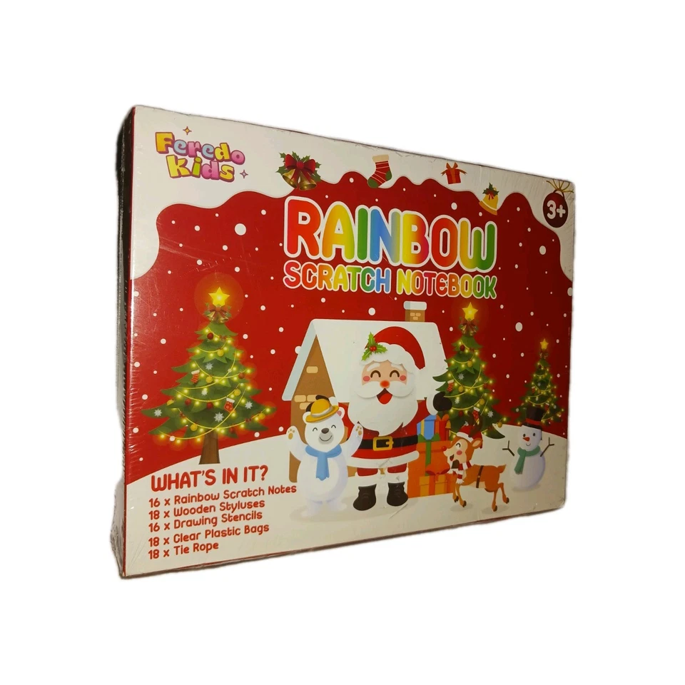 Pacote com 16 cadernos de arte de arranhão arco-íris de Natal a granel para crianças - Imagem 1 de 4