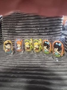 Vintage 6er Set 1986 Feuerstein Kinder Pizza Hut Gläser - Bild 1 von 11