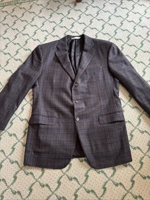 Спортивное пальто Samuelsohn Loro Paina Blazer SB Gable коричневое синее клетчатое 44 полудлинное - Изображение 1 из 4