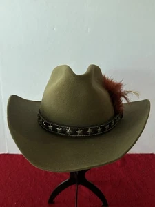 Stetson 3X Beaver Felt XXX Mink Color Cowboy Western Hat w/ Feathers Size 6 7/8 - Picture 1 of 10