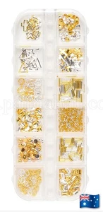1 Box Nail Art Decorations Gold Mix Beads & Shapes, Mix Metal & Acrylic - Bild 1 von 2