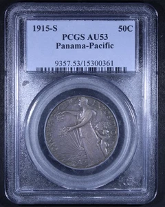 1915-S Panama-Pacific Commemorative Half Dollar - 50c PCGS AU53 - Tough Coin! - Picture 1 of 4