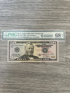 US 50 Dollars 2013 PMG 68 EPQ UNC Fr #2132-B FRN B.E.P. Apollo 11 50th Anniv. - Picture 1 of 6