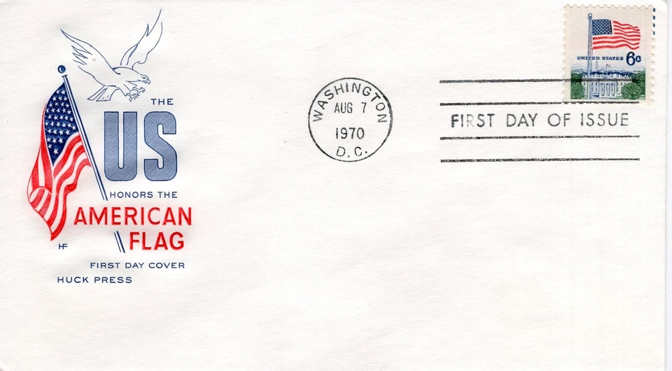 6c AMERICAN FLAG, WASHINGTON, DC,  1970  FDC19920 - Image 1 of 1