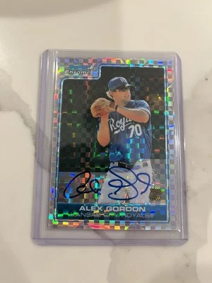 2006 Bowman Chrome Prospects XFractor Alex Gordon Rookie Card Auto RC /225 SP - Image 1 of 2