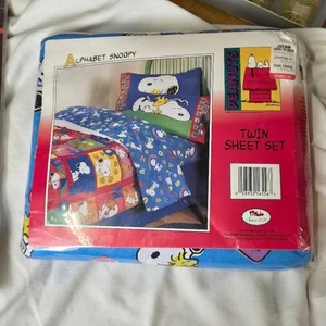 Vintage Snoopy Peanuts Twin Sheet Set Alphabet Let's Be Friends Neu aus altem Lagerbestand unregelmäßig USA - Bild 1 von 11