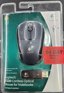Logitech V220 Cordless Optical Mouse Notebook Series Black NEW in Sealed Package - Picture 1 of 2