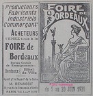 PUBLICITE ANCIENNE LA FOIRE DE BORDEAUX HOTEL DE VILLE DE JUIN 1920 FRENCH AD