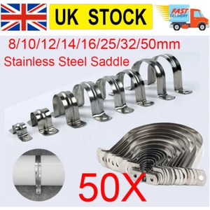 50pcs Stainless Steel Plumbing DIY Tube Saddle Pipe Piping Clips Bracket 8-50mm - Picture 1 of 8