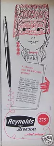 PUBLICITÉ 1959 STYLO REYNOLDS LUXE C'EST MIEUX - ADVERTISING - Bild 1 von 1
