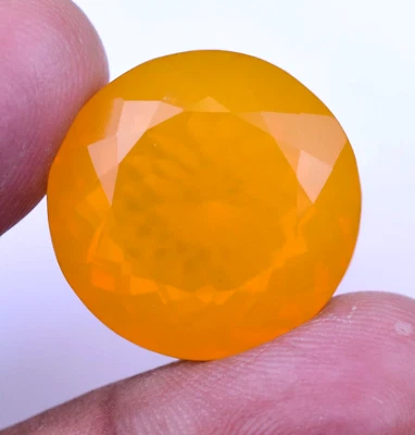 Natural Mexican Opal 35.2Ct Round Orange Welo Certified Untreated Loose Gemstone - Image 1 of 4