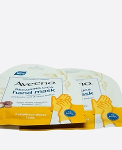 Aveeno Repairing CICA Hand Mask with Shea Butter helps Extra Dry Skin Pack of 2 - Picture 1 of 1