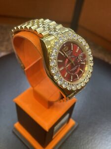 Jordan Men's Luxury 7.5CT Diamond Simulant Automatic Watch-18K Gold Plated