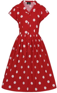 Collectif JUDY Vintage PAINTED POLKA DOTS Punkte 50s SWING Hemdkleid Rockabilly - Bild 1 von 7
