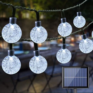 Catena Luminosa Esterno Solare, 20M 100 LED Lucine Decorative Cristallo Globo I - Foto 1 di 12