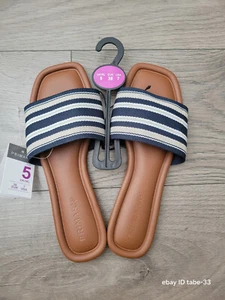 Damen-Slider Primark febrischer Riemen Pantoletten Größe 4 5 6 7 UK flache Schuhe Sandle - Bild 1 von 6