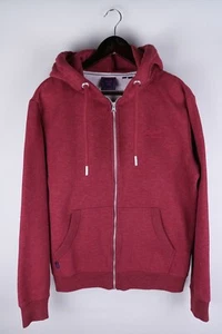 Superdry Men Hoodie Casual Red Cotton Blend Full Zip size L - Picture 1 of 9