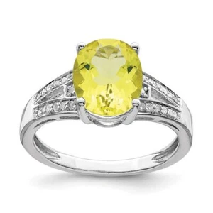 925 Sterling Silver Diamond Lemon Quartz Ring - Picture 1 of 32