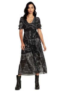 Black Milk Middle‑Earth Map Black Stellar V‑Neck Puff‑Sleeve Midaxi Dress AU XL - Picture 1 of 17