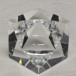 Escultura pisapapeles bloque pirámide STEUBEN de Lloyd Atkins arte vintage cristal - Imagen 1 de 11
