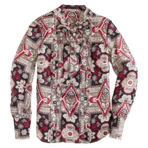J.CREW COLLECTION 2 100% Italian silk blouse in tapestry print  - Picture 1 of 9