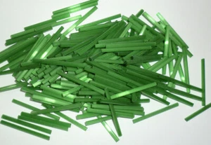 Vintage Bright Green Satin Glass Bugle Beads Czech 30mm 23 Grams or 100pc Lot - Picture 1 of 5