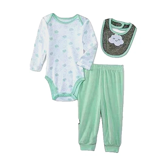 Infant Boys' Soft & Snugly Bodysuit, Bib, and Pants 3 Piece SET 3-6 mos NEW Tags - Image 1 of 1