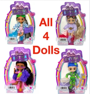 Barbie Extra Minis Puppen mit Mode und Zubehör 4er Set - BRANDNEU - Bild 1 von 17