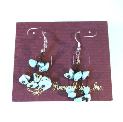 Premier Turquesa Chips en Hilo Cuelga, Pendientes Plateados 2" Foto 1 de 2