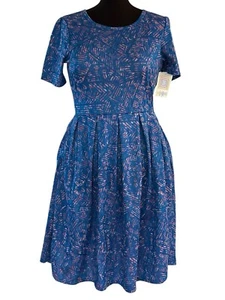 LuLaRoe Amelia Size XL Womens Dress Blue Pink Geometric New NWT 18-20 - Picture 1 of 6