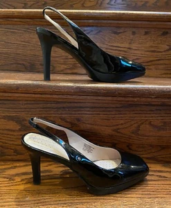 NWOB Rockport Luciana Black Patent Leather Sling-back Slip-on Heel Adidas 9M - Picture 1 of 6