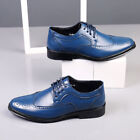Men's Pointed Lace Up Formal Brogue Business Dress Wedding Faux Leather Shoes