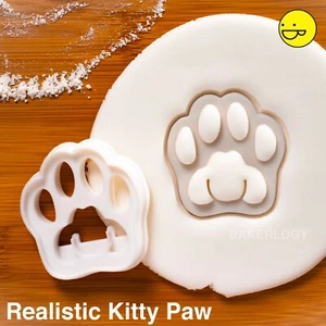 Realistic Kitty Paw cookie cutter - cat footprint purrfect feline birthday treat - Picture 1 of 4