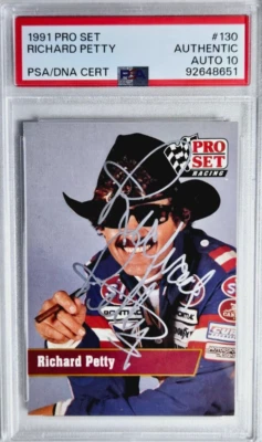 1991 Pro Set #130 Richard Petty Signed Racing Card Autograph PSA 10 Auto GOAT - Image 1 of 2