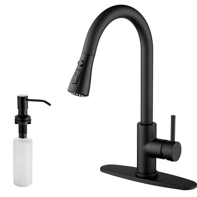 SENLESEN Matte Black Kitchen Sink Faucet Single Handle Swivel Pull Down Sprayer Mixer Tap