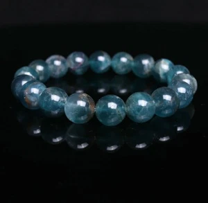 Pulsera de cuentas de cuarzo de cristal de fluorita azul natural de 11 mm AAAA C0945 - Imagen 1 de 6