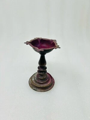 Antique Copper Religious Holy Oil Lamp Old Copper Lamp Table Top Candle Holder - Image 1 of 4