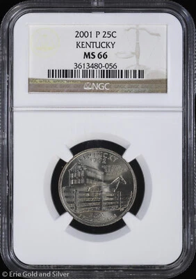 2001-P 25c Kentucky State Quarter NGC MS 66 | Uncirculated UNC BU - Image 1 of 4