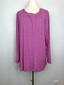 Studio B By Bobeau Women's Pink White Striped Long Sleeve Top Size 3X - Picture 1 of 7
