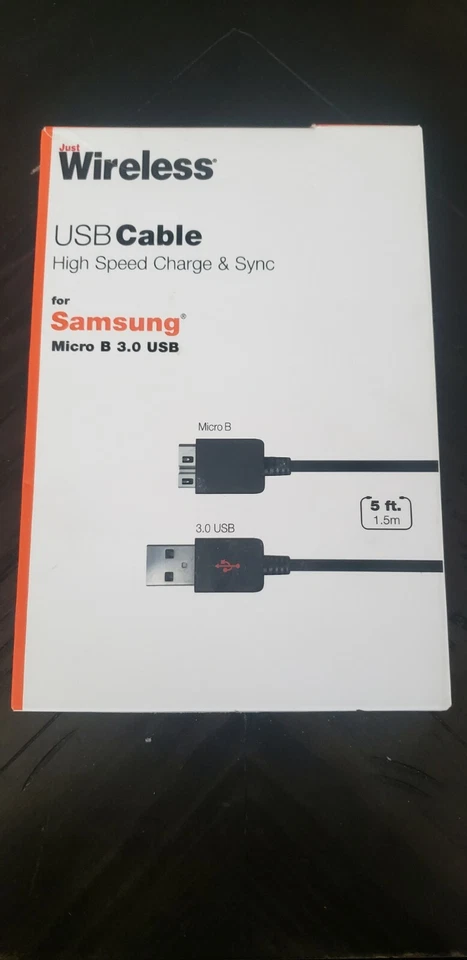 Just Wireless 5ft USB cable for Samsung MICRO B 3.0 - Image 1 of 2
