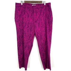 Caldwater Creek Plus Size 16 Natural Fit Crop Capri Pants Pink Purple Floral  - Picture 1 of 7