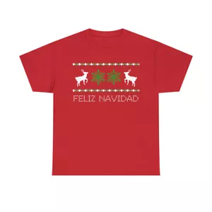 Feliz Navidad Short Sleeve Graphic T-Shirt, Sizes S-5XL - Picture 1 of 13