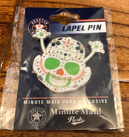Houston Astros 2023 Orbit Mascot Sugar Skull Lapel Pin Minute Maid Park ONLY Cover