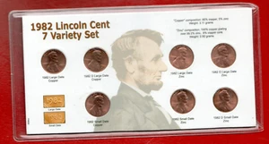 1982 PD Lincoln Penny set 7 Varieties Set large and small Unc - Picture 1 of 6
