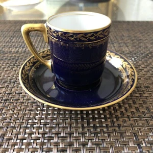 Juego de tazas y platos de café Rosenthal Alemania azul cobalto y dorado - Imagen 1 de 5