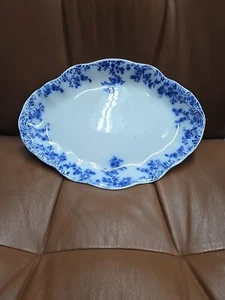 WH Grindley Co. England Servierschale Flow blau" 12 1/4 x 9 1/4" ovale Schale 1890er - Bild 1 von 10